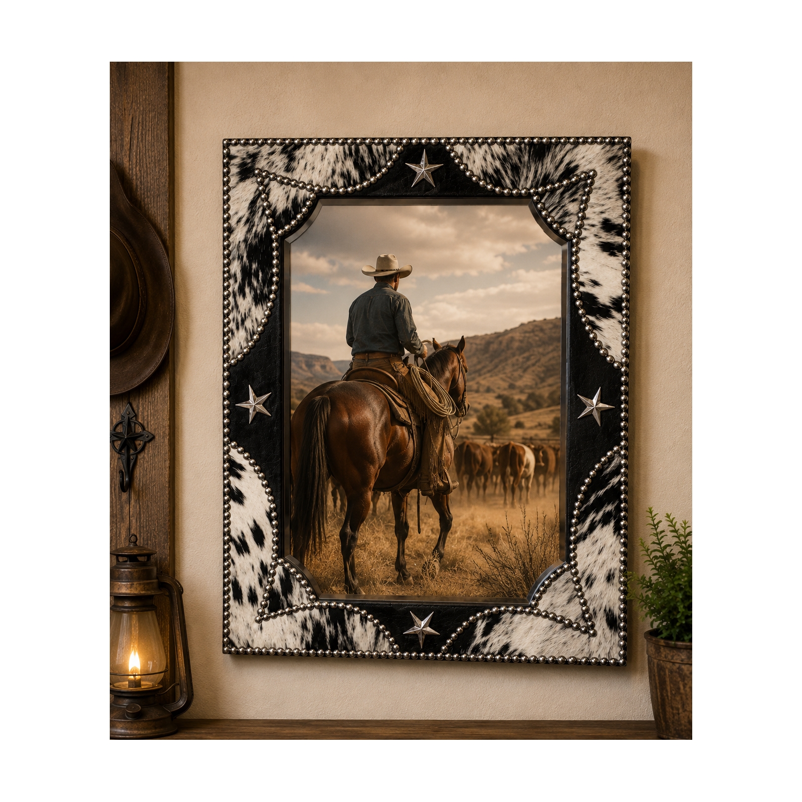 Western Cowhide 16x20 Portrait or Mirror Frame